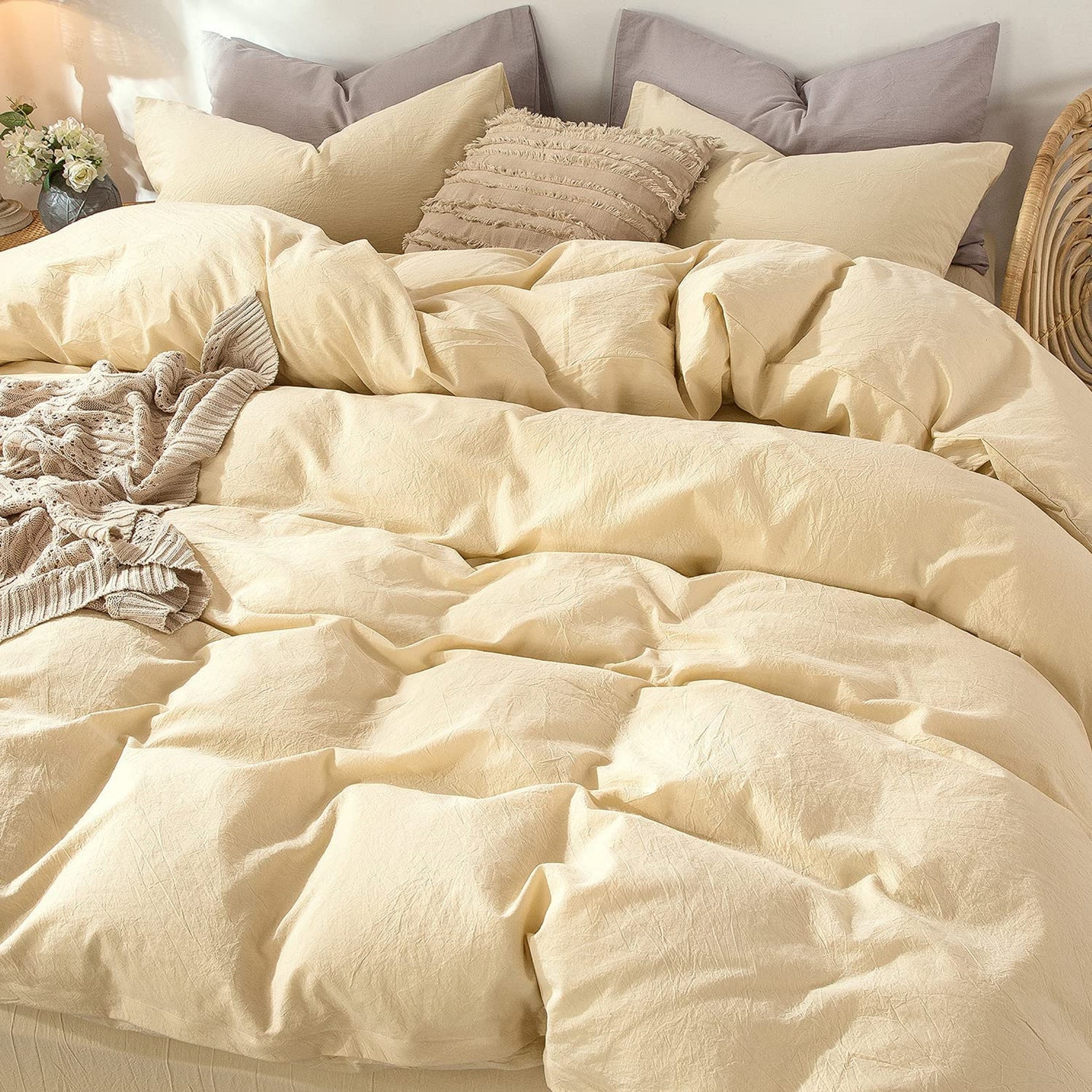 3 Piece Pastel Yellow Bedding Set QUEEN KING TWIN Washed Etsy