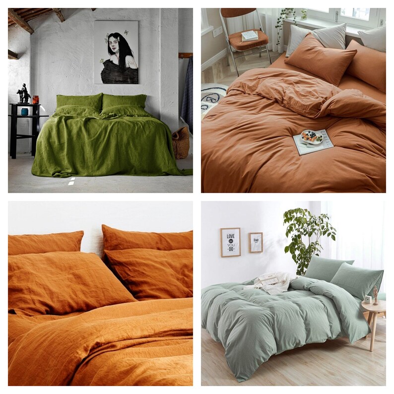 Sage Green Bedding Set QUEEN KING TWIN Washed Cotton Duvet Etsy