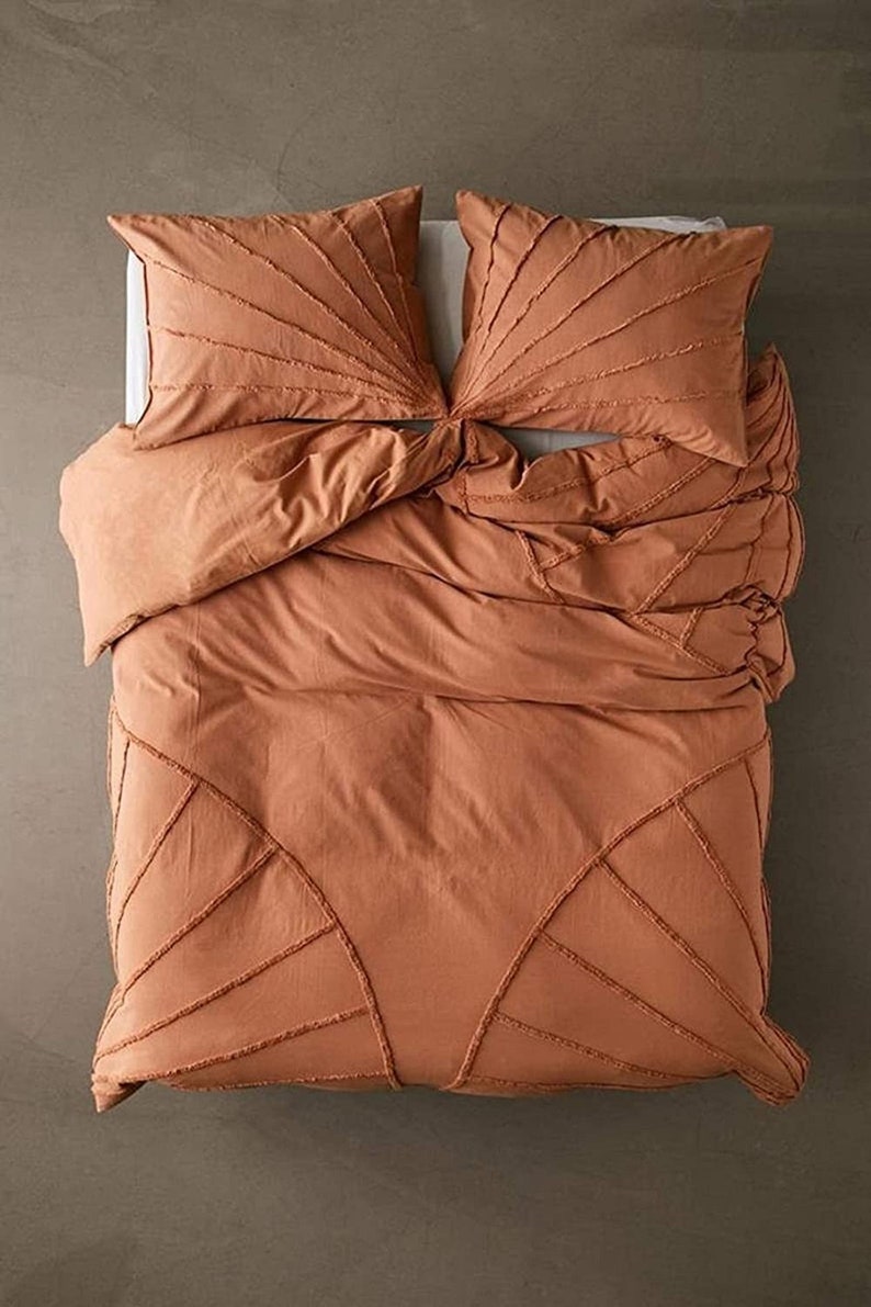Burnt Orange Terracotta Tufted Cotton Duvet Cover Set Boho Etsy