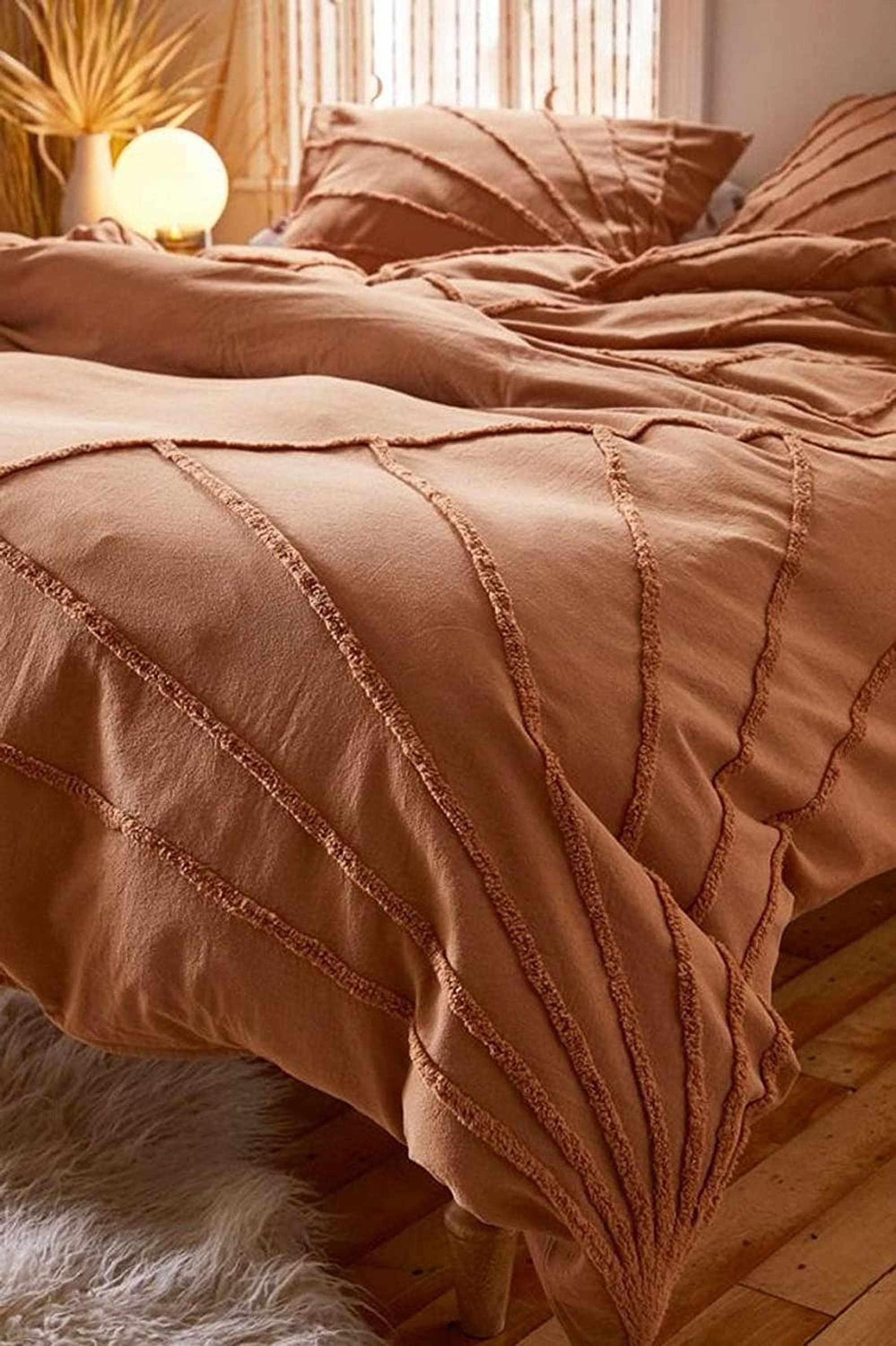 Burnt Orange Terracotta Tufted Cotton Duvet Cover Set Boho Etsy UK