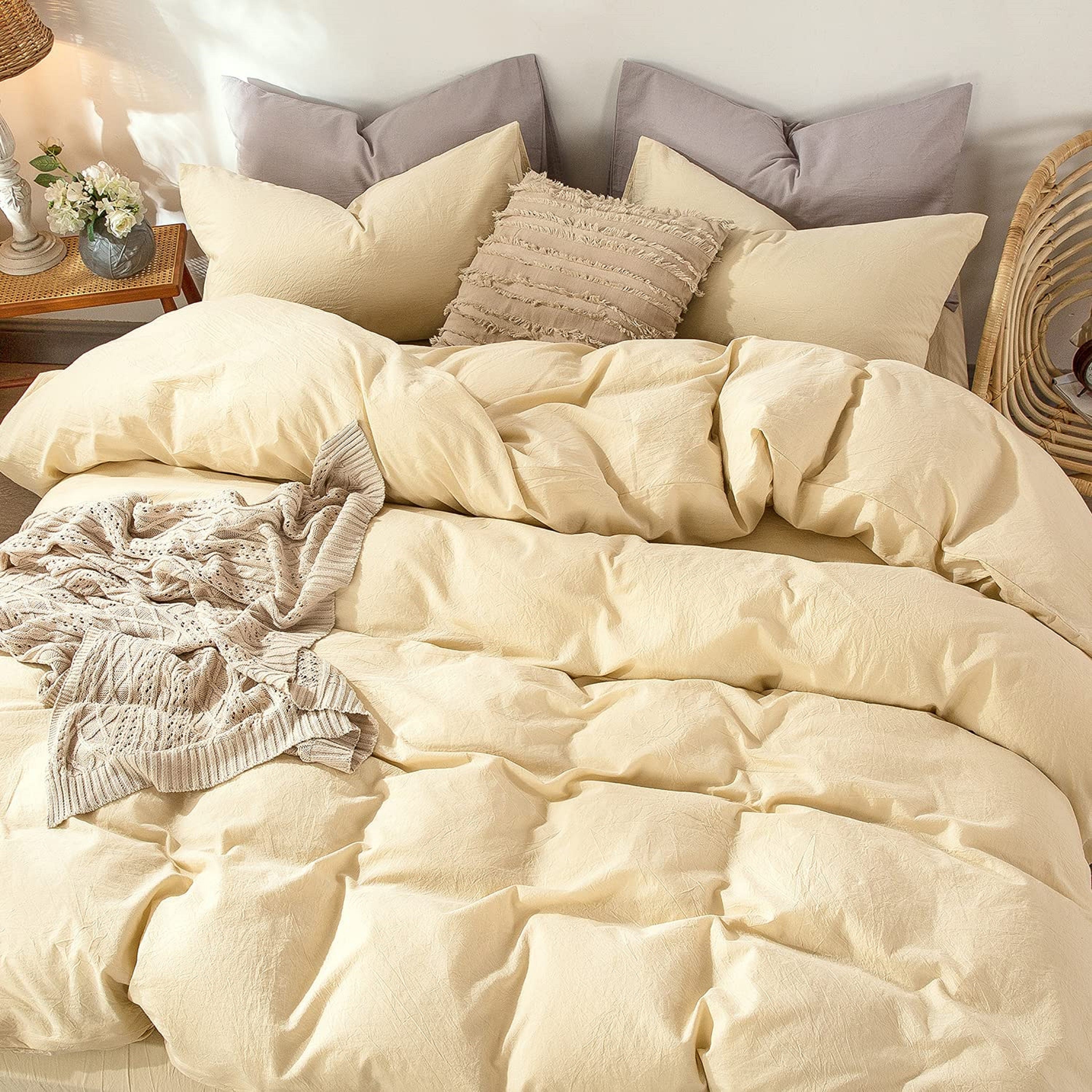 3 Piece Pastel Yellow Bedding Set QUEEN KING TWIN Washed Etsy