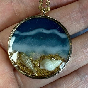 Ocean Halskette / Meer / Muscheln / Seestern / Strand Anhänger / handgemacht / Resin / Geschenk