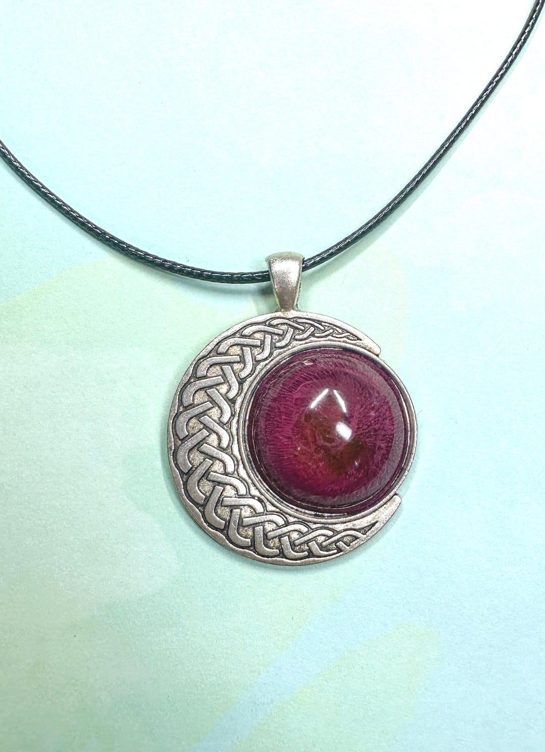 Silver Celtic Knot Crescent Moon Red Vortex Necklace - Etsy