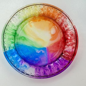 Handmade Rainbow Jewelry Dish, Trinket Tray, Pride, Vanity Tray