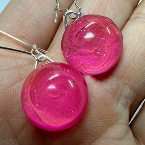 Handmade Unique Pink Sparkly Galaxy Earrings