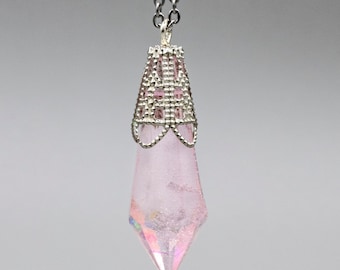 Magical Holographic Pink Resin "crystal" Necklace