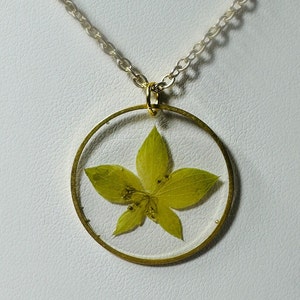 Natural Pressed Green Leaf Necklace/ Handmade / Resin / Gold