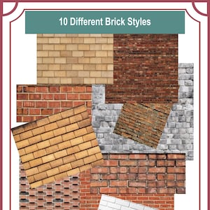 1:24 Scale Vinyl Peel-and Stick Brick Patterns - 9 Different Patterns - 8.5 x 11 Patterns