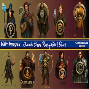 Character Classes (Ring of Gold & Silver) – 100+ PNG Files – 300 DPI – Personal and Commercial Use