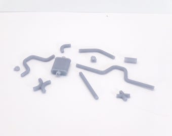 1:24 Scale Miniature Automotive Exhaust Parts | Dollhouse Garage Car Repair Props | Tiny Mufflers & Pipes for Model Car Dioramas