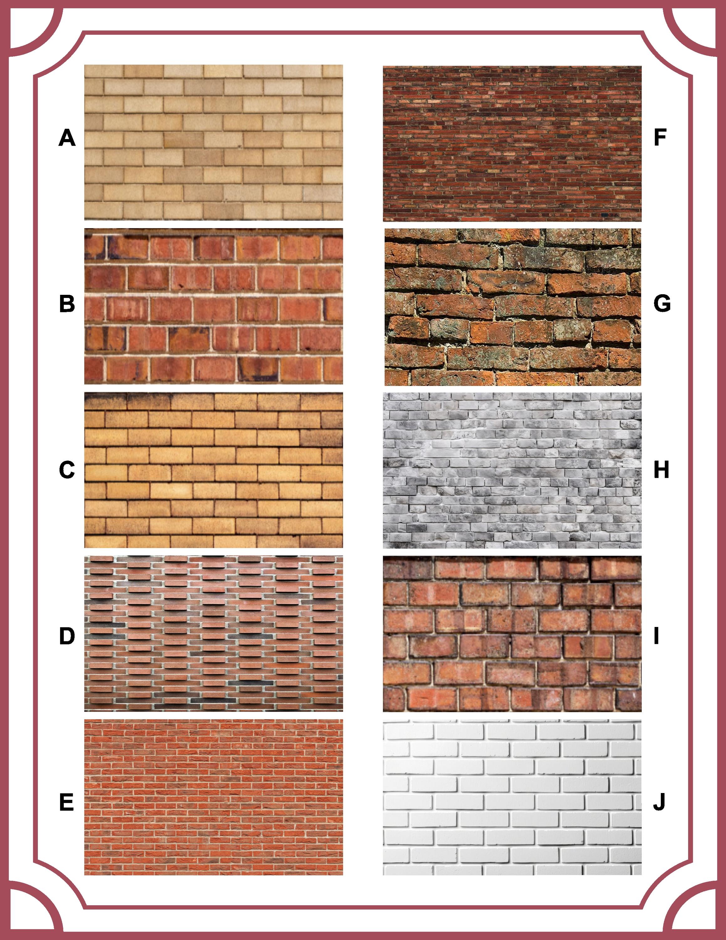 1:24 Scale Vinyl Peel-and Stick Brick Patterns - 9 Different Patterns ...