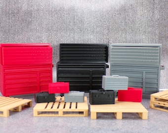 1:24 Werkzeugkiste - Rollwerkzeugschrank, kleine Werkzeugkiste - Werkstatt Dekoration für Puppenhausgarage
