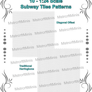 1:24 Scale Subway Wall or Floor Tile Printable - 10 Different Patterns ...