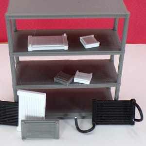 1:24 miniatuur autoradiatoren | Auto-onderdelen poppenhuisgarage | Kleine motorradiatoren voor diorama's voor modelauto's en werkplaatsen