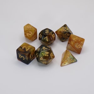 Polyhedral Dice - Great for D&D and TTRPG – Complete 7-Piece Dice Collections | Fantasy-inspired Lore, Names, and Colors | Makes Great Gifts