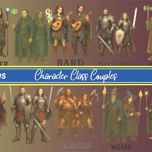 Character Classes Couples – Fantasy 20+ Clipart Files , 300 DPI, Transparent Background, Commercial Use