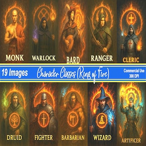 Character Classes (Ring of Fire) – 19 PNG Files – 300 DPI – Personal and Commercial Use