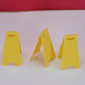 1:24 Scale Miniature &quot;Wet Floor&quot; Caution Sign | Dollhouse Janitor or Store Prop | Tiny Safety Sign for Workshop & Retail Dioramas