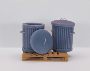 Dollhouse Metal Trash Can with Lid: 1/24 Scale Diorama Accessory
