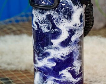 Midnight Purple Waves Insulated Water Bottle Thermos Sports Bottle