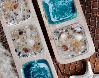 Sea Shell Mango Wood Tray Set