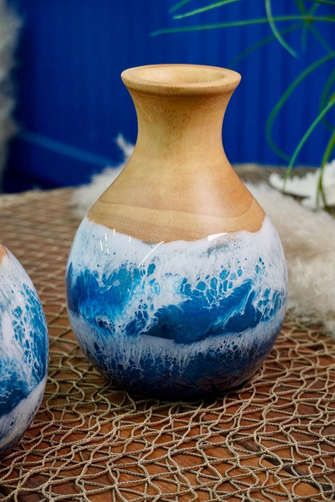 波模様の花瓶 青白 元値25万円 楽天市場】飾り壺 シノワズリ Blue