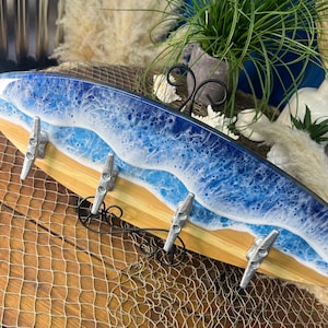 Ocean Waves Resin Surfboard coat or towel hanger