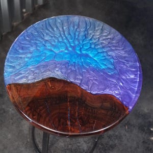 Custom Walnut Burl with Epoxy Resin Accent Table | Side Table | End Table
