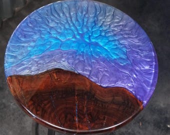 BURPLE BURL Epoxy Resin Table with Walnut Burl | Side Table | End Table | Accent Table, Round Table