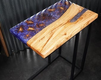 Purple Pinecone | Epoxy Resin Side Table, End Table, C-Table