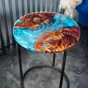 Custom Walnut Burl with Epoxy Resin Accent Table | Side Table | End Table