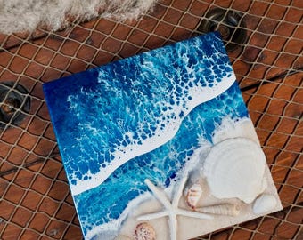 Ocean Waves and Sea Shell Tropical Wall Art