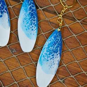 Ocean Waves Mini Surfboard Keychain