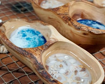 Olive wood live edge dish
