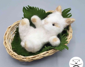 Bunny Baby in Basket Needle Felted