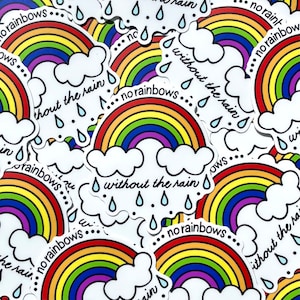 Kein Regenbogen ohne den Regen Vinyl-Aufkleber | Wasserfester Aufkleber | Laptop Aufkleber | Niedliche Sticker | Positive Affirmationen Aufkleber