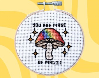 Vous êtes fait de magie | Patron PDF de point de croix/broderie champignon arc-en-ciel