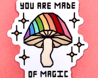 Sticker en vinyle Champignons arc-en-ciel magiques Vous êtes fait