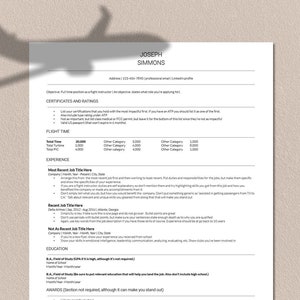 Pilot CV Resume Template Google Docs Resume Template Resume Template Bundle Cover Letter Modern Resume One Page Resume image 1