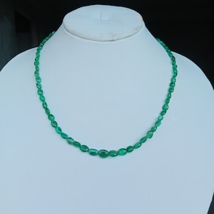 Emerald Beads Necklace, Smooth Emerald beads Necklace, Emerald Gemstones Handmade Necklace, Gift For Her, Emerald Thussi Necklace.