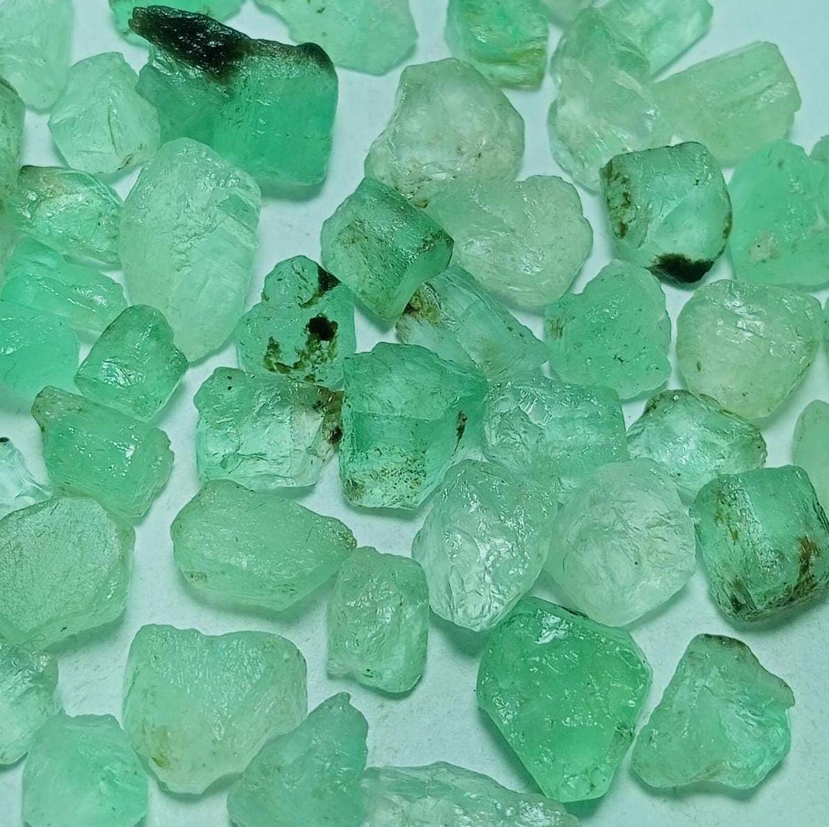 20 Pièces émeraude Brute Colombienne - Pierre Naturelle Non Traitée, Qualité IGI, 8 Mm, Pour Collection Ou Création