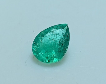 Certified Zambian Emerald Pear Gemstone: 0.70 Carat, 5x7mm