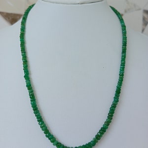 Emerald Beaded Necklace, Micro Cut Faceted Emerald Beads Necklace, Zambian Emerald Handmade Necklace, Lenth 18 Inch, Size 3mm to 6mm.