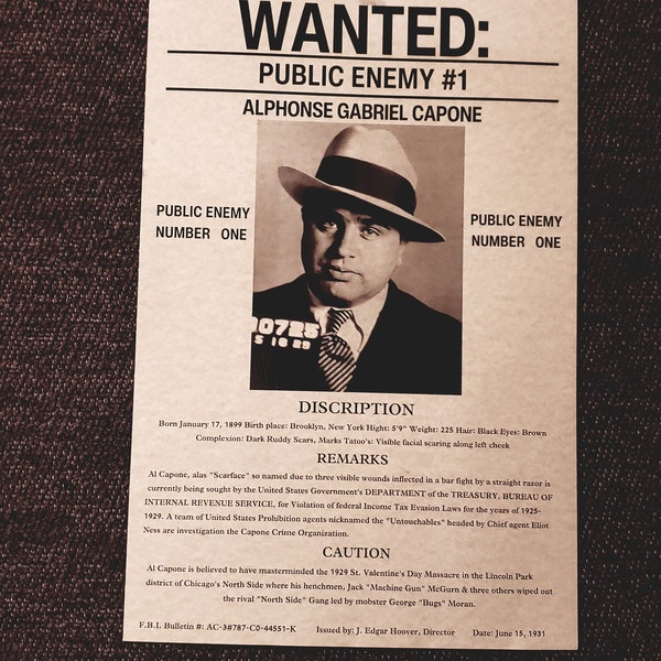 Wanted Posters Al Capone