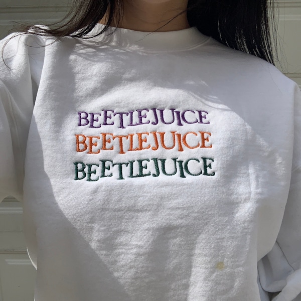 beetlejuice crewneck sweatshirt embroidered