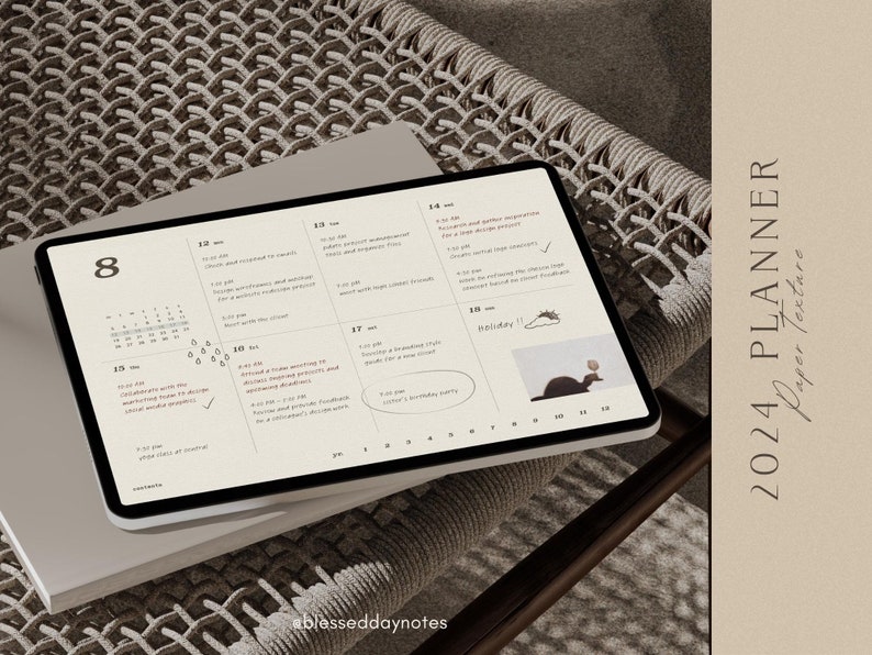 2024 Digital Planner Weekly Planner Paper Texture Goodnotes 5
