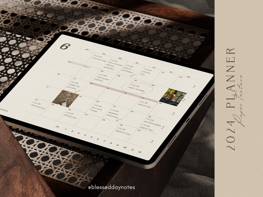 2024 Digital Planner Timeline Weekly Planner Paper Texture Goodnotes 5
