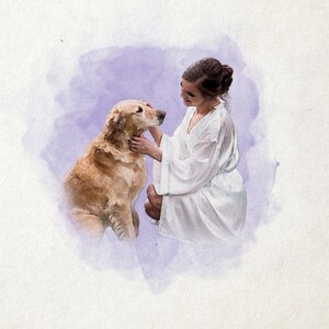 Custom Watercolor Pet Owner Portrait