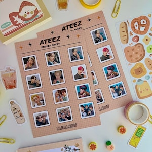 Ateez sticker sheet, kpop ateez stickers, ateez stickers, ateez scrapbooking