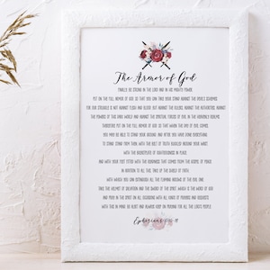 The Armor of God ~Ephesians 6:10-18-Printable Digital Download File *4* Print Sizes to choose from. (Updated for 2022)